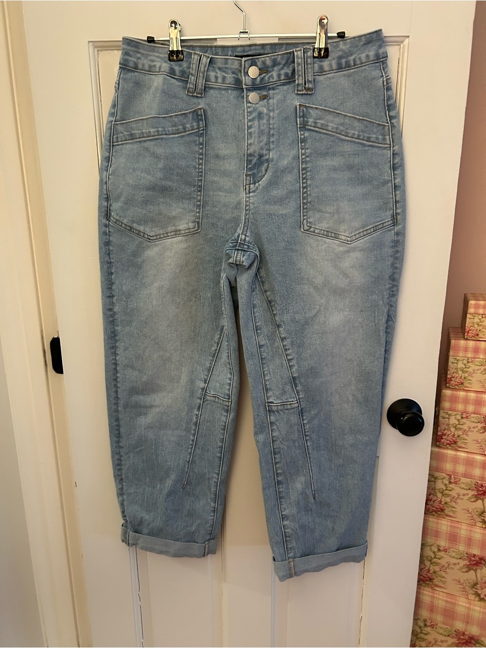 Womens Flamingals high waisted barrel leg jeans